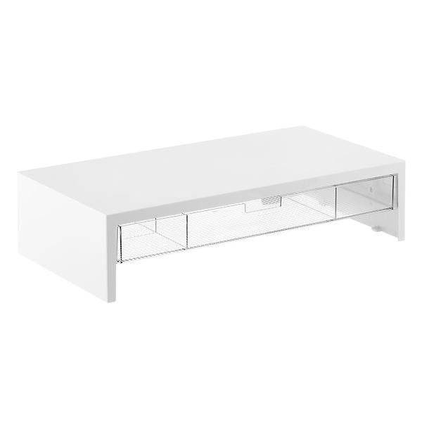 Monitor Stand with Drawer White/Clear