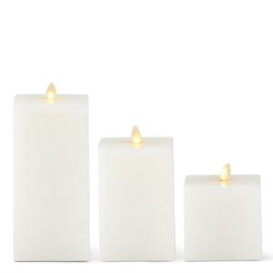 Set of White Wax Square Candles with Remote