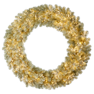 48" Champagne Wreath with Lights