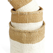 Load image into Gallery viewer, Set of 3 Cream and Khaki Sisal Baskets