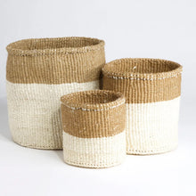 Load image into Gallery viewer, Set of 3 Cream and Khaki Sisal Baskets