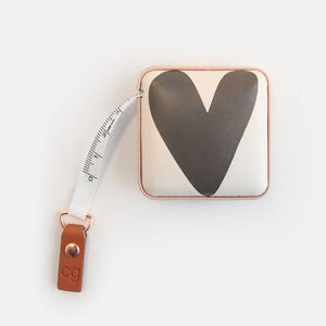 Charcoal Hearts Square Tape Measure