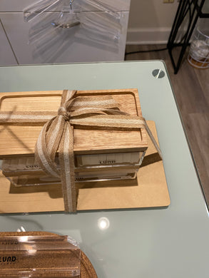 Acrylic & Wood - Lund Desk Set (Beige and Tan Ribbon on Top)