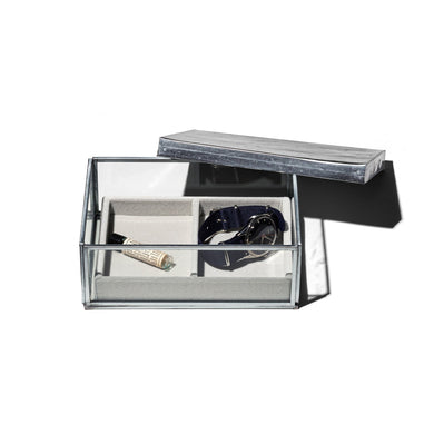 Jewelry Glass Box with Steel Lid