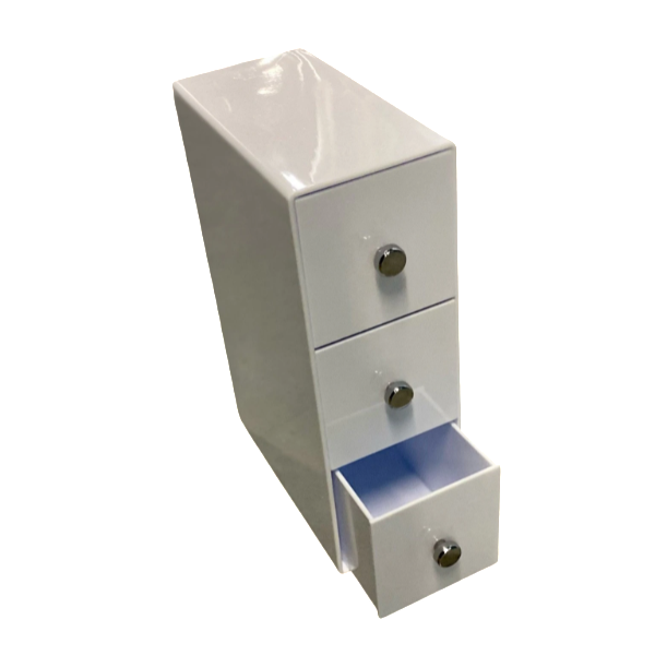 Small Desktop 3 Drawer White Lacquered Drawer