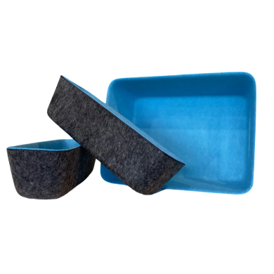 Grey Storage Container w/ Blue (Set of 3)