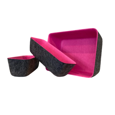 Grey Storage Container w/ Pink (Set of 3)
