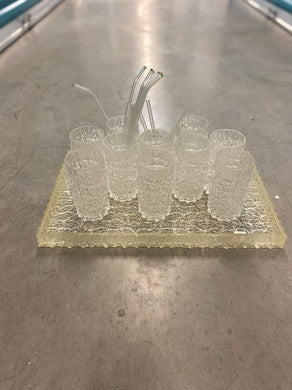Vintage Frosted Acrylic Tray & Glasses