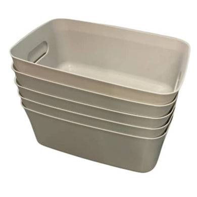 Off White Plastic Bin w/ Two Handles