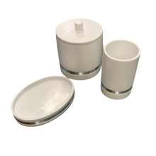 Load image into Gallery viewer, White &amp; Silver Bathroom Set