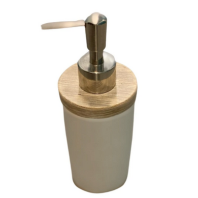 White & Wood Soap Dispenser