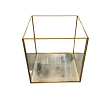 Load image into Gallery viewer, Glass &amp; Gold Metal Cube w/ Decor