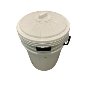 White Plastic Storage Container - Trash Can w/ Clip Lid
