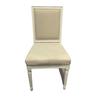 White Wood Chair with Off White Linen Cushion