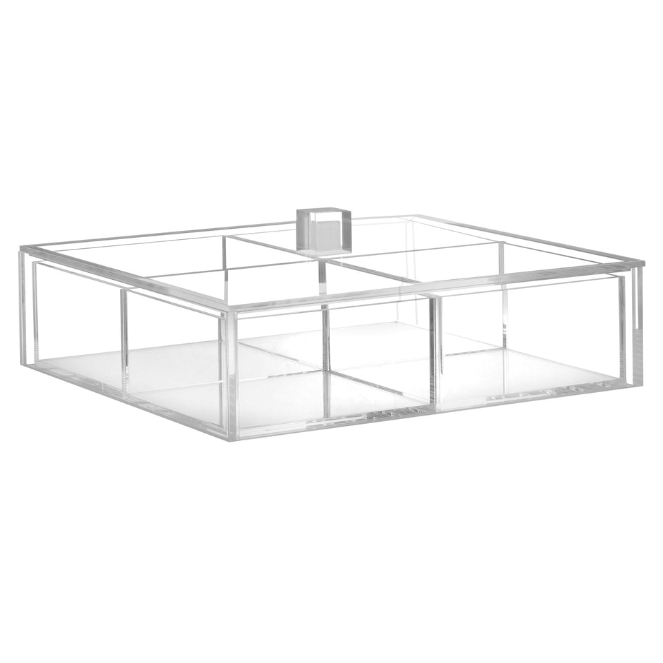 Lucite Box with 4 Square Dishes