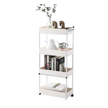 Load image into Gallery viewer, White Plastic 4 Tiered Utility Cart