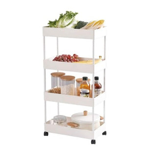White Plastic 4 Tiered Utility Cart
