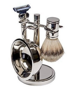 Silver Plated 4 Piece Shave Set