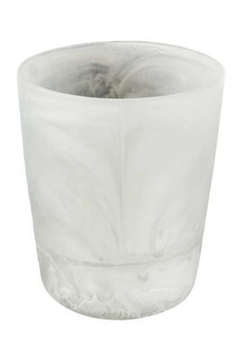 Round Marbled White Acrylic Trash Can