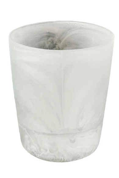 Round Marbled White Acrylic Trash Can