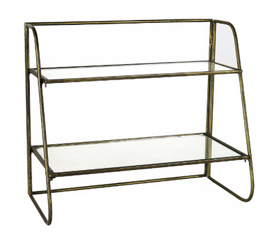 Two-Tiered Brass Stand w/ Glass