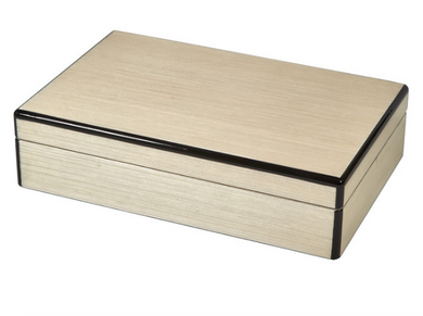 Natural Wood & Black Trim Jewelry Box