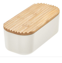 Load image into Gallery viewer, White Stacking Storage Container Wood Lid IDesign