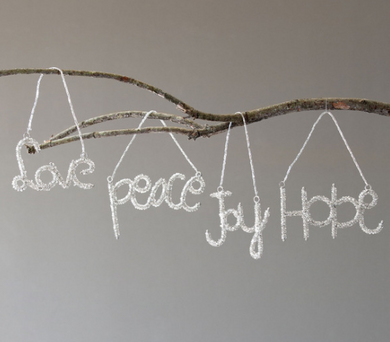 Glass Beaded Holiday Wishes Ornament