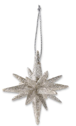 9 Point Silver Glitter Star Ornament