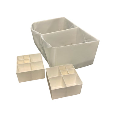 Set of 3 White Drawer Organizer Inserts
