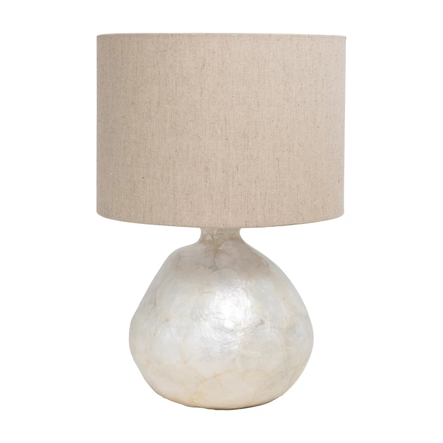 Capiz Table Lamp with Linen Shade